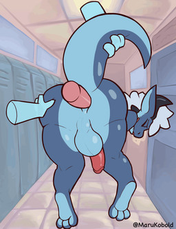 anal anal_penetration balls blue_body butt detailed_background duo erection e...