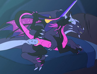 3_toes ahegao animal_genitalia audible_ejaculation bed bedroom bedroom_sex bi...