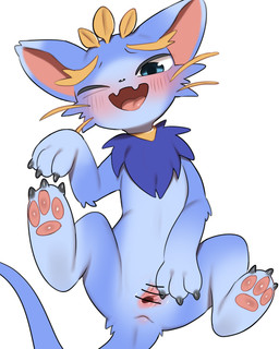 3_fingers 3_toes anus arm_tuft black_claws black_eyebrows black_nose blonde_e...