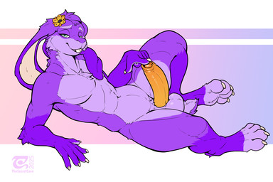anthro balls claws erection floppy_ears foreskin genitals looking_at_viewer l...