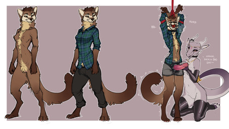 anthro anthro_on_anthro areola biped bottomwear bound breasts claws clothed c...