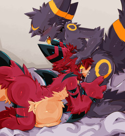 4_fingers abdominal_bulge all_fours anthro anthro_on_anthro anthro_penetrated...