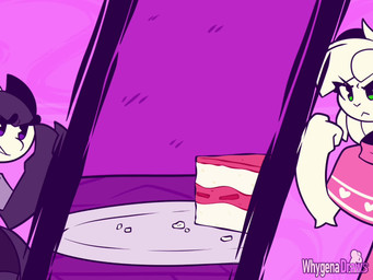 anthro beady_eyes black_body black_skin boyfriend/girlfriend cake clothed clo...