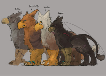 animal_genitalia avian_arms balls beak claws feral genitals group male pierci...