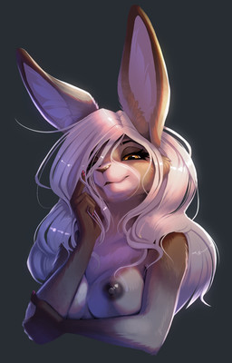anthro areola biped breasts female fingers front_view fur hair looking_at_vie...