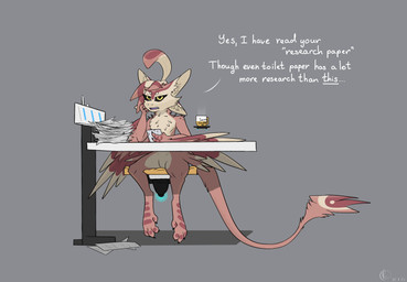 3_fingers 4_ears 4_toes anthro arm_support beverage biped black_sclera brown_...