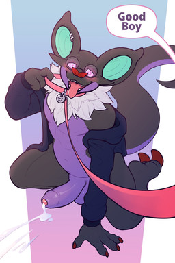 anthro balls biped blush bodily_fluids bottomless bottomless_male claws cloth...