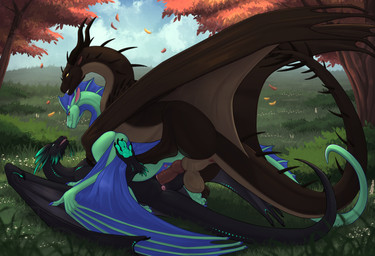 anus balls blue_body blue_scales butt claws detailed_background erection fema...