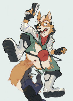 ambiguous_gender anthro anus balls_outline big_bulge black_lips boots bottomw...