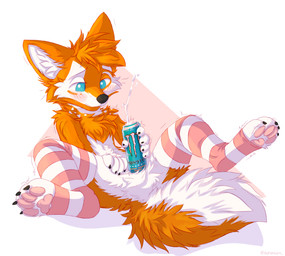 anthro blue_eyes blush blush_lines bodily_fluids clothing cum ejaculation flu...