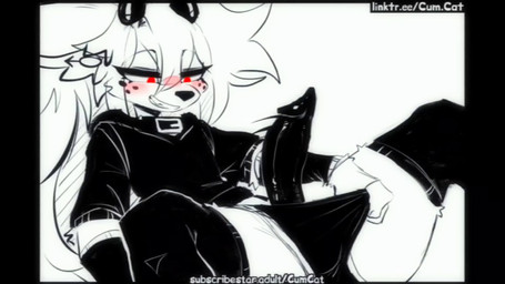 animal_genitalia anthro blush bodily_fluids butt clothed clothing erection fe...