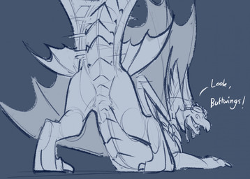 ambiguous_gender ass_up butt butt_wings claws dialogue digitigrade eyewear ey...