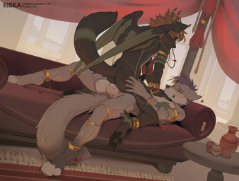 4_horns 4_toes 5_fingers anal anal_orgasm anal_penetration ancient animal_gen...