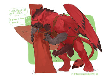animal_genitalia animal_penis beak bodily_fluids bridle claws dialogue drippi...