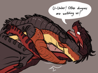 ambiguous_gender blush brown_body brown_scales claws dialogue duo facial_scar...