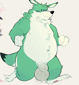 animal_genitalia anthro balls blush genitals jogging male nude sheath slightl...