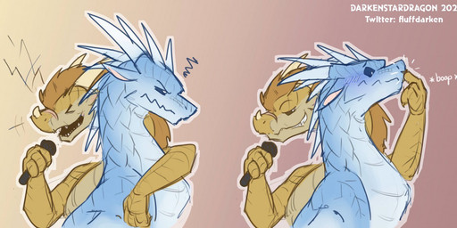 ambiguous_gender annoyed black_sclera blue_body blue_scales blush boop brown_...