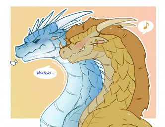 black_sclera blue_body blue_scales blush breath brown_body brown_scales dialo...