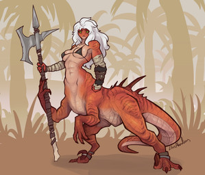 abs bra breasts claws clothed clothed_female clothed_taur clothing feet femal...