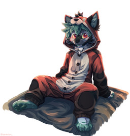 4_toes animal_onesie anthro arm_support backward_arm_support bed_covers beddi...