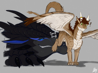 animal_genitalia black_body brown_body butt_sniffing claws crotch_sniffing du...