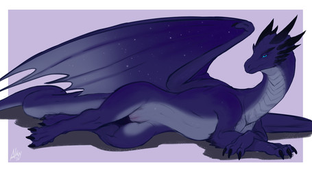 bedroom_eyes blue_body blue_eyes claws female feral genitals horn looking_at_...