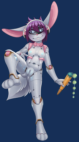 anthro areola biped black_hair breasts electronics female fluffy fluffy_tail ...