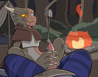ambiguous_gender animal_genitalia anthro arm_support backward_arm_support bar...