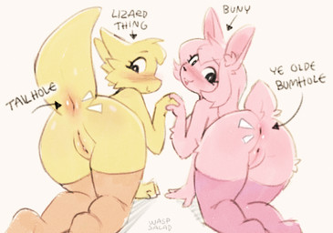 all_fours anthro anus big_butt big_ears biped black_eyebrows black_eyes black...