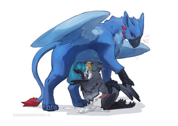 animal_genitalia animal_penis anthro anthro_on_feral anthro_penetrated ball_g...
