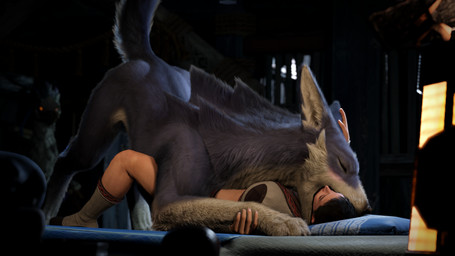 all_fours ambiguous_gender ass_up back_tuft bed bestiality bestiality_kiss bl...