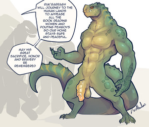 3_toes 4_fingers abs anthro balls biped claws dialogue feet finger_claws fing...
