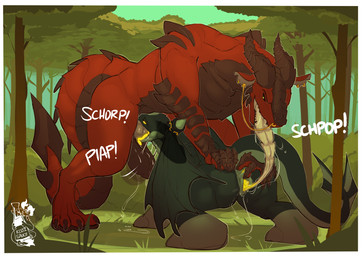 bodily_fluids butt butt_grab castella_(kojisauce) dripping duo female feral f...