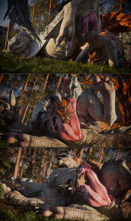 2_penises animal_genitalia animal_penis anus becoming_erect blue_body blue_fu...