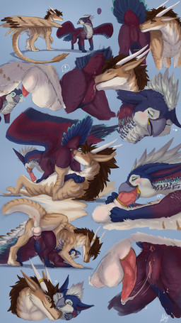 69_position accessory after_sex animal_genitalia animal_penis anus balls beak...