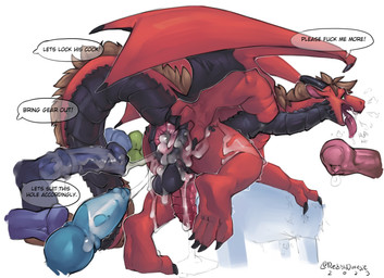 animal_genitalia animal_penis anus balls big_penis bodily_fluids claws cum cu...
