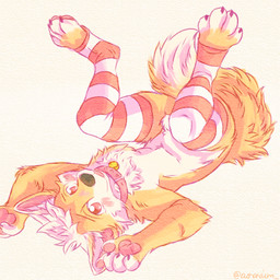 anthro collar femboy fur inner_ear_fluff looking_at_viewer male multicolored_...