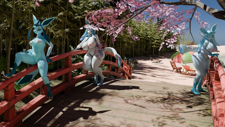 anthro anthrofied bamboo beach beach_chair beach_umbrella big_breasts breasts...
