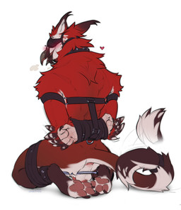 anthro anus armbinder arms_tied backsack balls barely_visible_anus barely_vis...