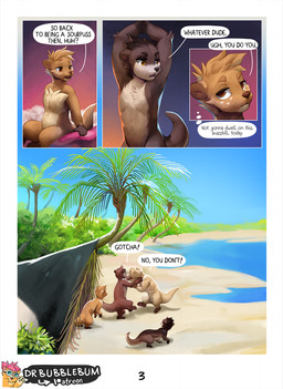 all_fours animal_genitalia beach dialogue eye_roll feral fully_sheathed fur g...