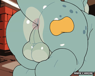 all_fours anus backsack balls butt butt_focus feral genitals green_balls gree...