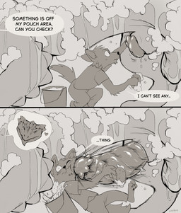 animal_genitalia animal_penis anthro anthro_on_feral balls bathing bathing_an...