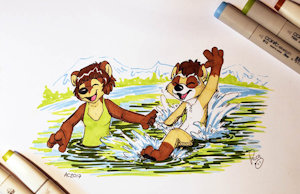 Splashing on the river