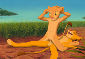 Nala riding Simba