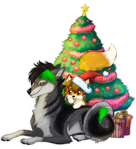 Hanging around the christmas Tree [art by Chakisuu]