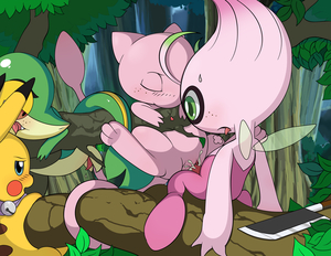 Mew Gives Celebi His Birthday Present