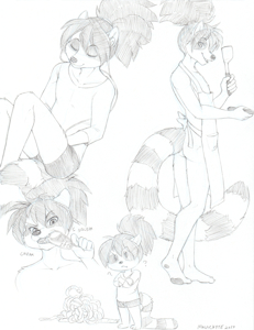 [CM] Raccoon Twins Sketch Page Set