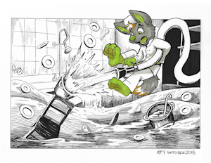 NSFW #Inktober2018 Day 4: Fast Wash