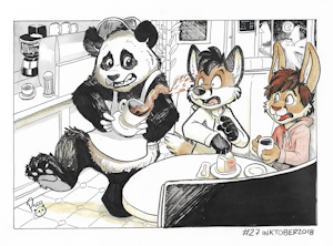 NSFW #Inktober2018 Day 27: Panda Cafe