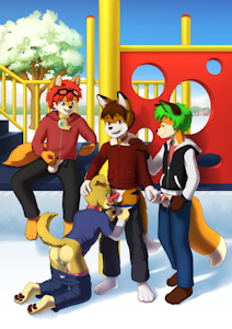 Foxes and their toy boy